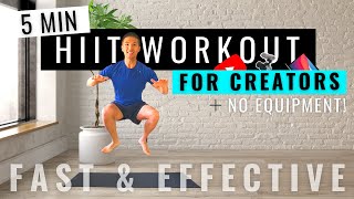 5 MIN CARDIO WORKOUT (FOR YOUTUBERS) | Boost Focus, No Equipment, Follow Along, HIIT, Fast Effective