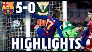 أهداف مباراة برشلونة أمام ليغانيس 0-5 || ثنائية ليو ميسي بتعليق فارس عوض🔥🔥