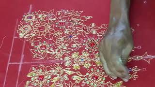 Making Heavy JARDOSI and STONES work on blouse   Maharani blouse making video