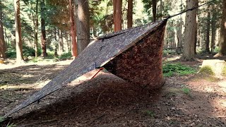 Hammock camping - Adjusting your tarp to fit the gap.