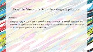 Lecture 5.1.1.5: Simpson's 3/8 rule for numerical integration - An Example