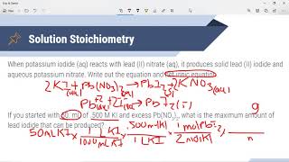 Chemistry II: Video 12-3: Solution Stoichiometry