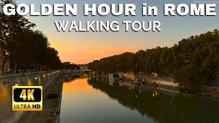 Yesterday's Golden hour in ROME - Rome Walking Tour Autumn 4K Italy