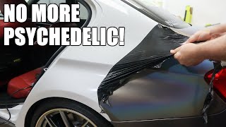 Unwrapping My Car! | More Damage Than Expected! | Psychedelic Vinyl Wrap