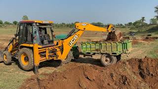 JCB 3DX EcoXPART Loading Mud In John Deere 5036 D And Mahindra 475 Di Tractor