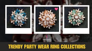 ✨🥰Trendy Party Wear Rose Gold Plated Floral Ring with American Diamond Stones for Women✨🥰#sasitrends