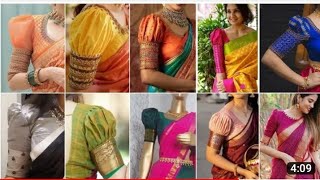 Trending puff sleeves with maggam work blouse designs @ women trending collection 👗