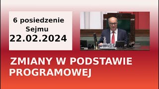 22 luty 2024 Sejm - Zmiany w podstawie programowej nauczania