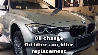 BMW 316d 2.0 Diesel engine Oil change, oil filter and air filter replacement