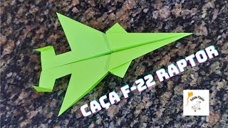 Avião de Papel ( caça F-22 Raptor  ) que voa muito – Como fazer avião de papel fácil.