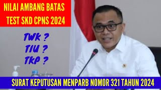 NILAI AMBANG BATAS TEST SKD CPNS 2024 | SURAT KEPUTUSAN MENPARB NOMOR 321 TAHUN 2024