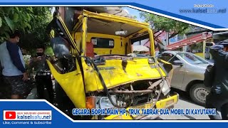 Gegara Sopir Main HP, Truk Tabrak Dua Mobil di Kayutangi