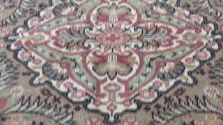 VINTAGE TURKISH KAYSERI SHEARED LOW PURE WOOL HAND-KNOTTED ORIENTAL RUG #222765