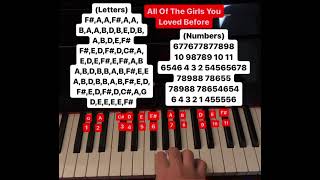 All Of The Girls You Loved Before piano tutorial (letters and numbers)