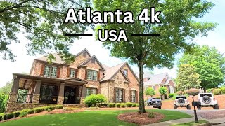 Driving Luxury Neighborhoods - Atlanta 4k - USA | Nature Sounds for Sleep and Study