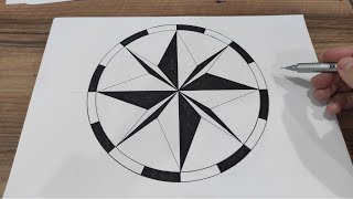 COMPASS ROSE - HOW TO DRAW COMPASS ROSE - GEOMETRIC COMPASS