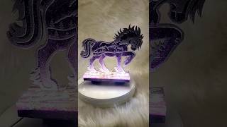 holographic resin horse on light stand!!#resinartist #handmade #uniquegifts #godfirst