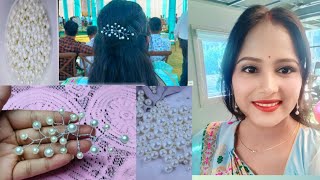 DIY hair accessories with pearl beads | simple and easy hair clips♥️ @tulikasart1299