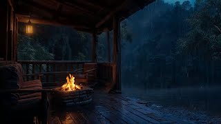 Lakeside Retreat Ambience ⚡Soothing Sounds of Fireplace& Thunderstorm Lulling You to Sleep, Healing