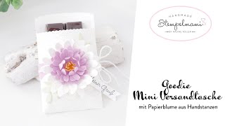 Mini Versandtasche mit Papierblume aus Handstanzen | Goodie | Basteln | Schokoriegel Verpackung