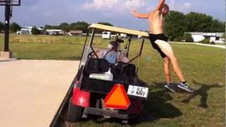 Jumping over a golf cart FAIL