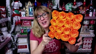 Review Rose Forever New York - Passion Orange Square Black Velvet Preserved Roses