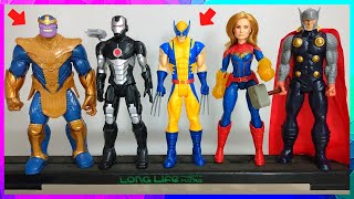 Bonecos Thanos, Wolverine, Thor, Capitã Marvel e Máquina de Combate - Marvel Avengers - Vingadores