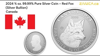 2024 ¾ oz  99 99% Pure Silver Coin – Red Fox Silver Bullion Canada