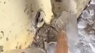 How the hard frozen ice has blocked the water pipe