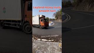 Huge large truck maintains same speed sharp curve ghat road hairpin bend power of leyland #lorry