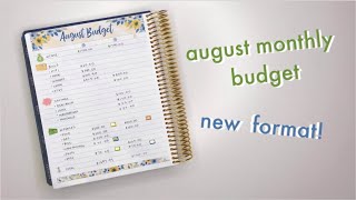 AUGUST 2019 MONTHLY BUDGET