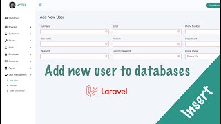 Add new user save to database Laravel 10 | Hotel Management