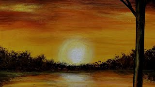 Sunset acrylic painting - Pintura acrílica do por do sol #shorts