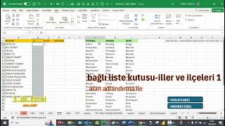 Excel 1 Dakika - Bağlı Liste Kutusu - İller ve İlçeler - 1