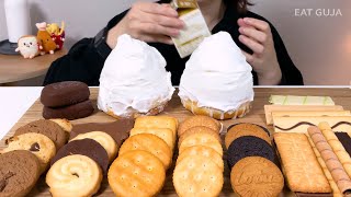 생크림+박스과자 🍪🍩🥯 뽀또 에이스샌드 리츠샌드 치즈웨이퍼롤 초코버터링 땅콩샌드 허쉬쿠키 Dessert MUKBANG