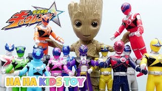 The Groot and Uchu Sentai Kyuranger All Kyurangers soft Figures Toy Play - HaHaKidsToy