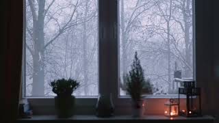 Winter. The wind is outside the window. A candle is burning. Video for relaxation. 2 hours