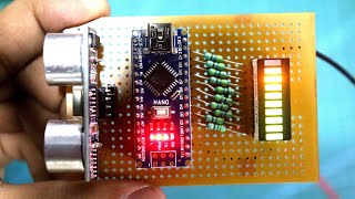 Distance indicator LED Arduino ultrasonic sensor led project HC SR04