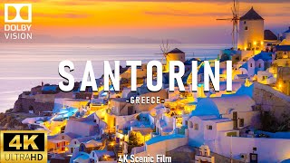 SANTORINI 4K Video Ultra HD с мягкой фортепианной музыкой — 60 кадров в секунду — живописный 4K