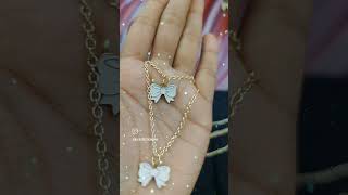 #koreanjewellery #dailywear #stainlesssteel double layer chain#bow🎀charm#dm order7676053574