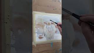 Timelapse painting a calf in Watercolor #shorts