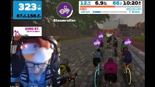 Zwift : ZRL Round 2 Race 6: final classification fight, Steamroller slugfest