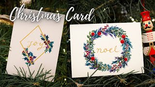 Watercolor Christmas Card Tutorial/Simple and Sophisticated/수채화 크리스마스 카드만들기/ Holiday Card making