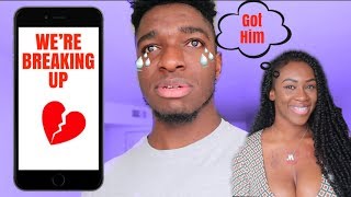 BREAKING UP WITH MY BOYFRIEND THROUGH TEXT PRANK! *HE CRIES* 💔