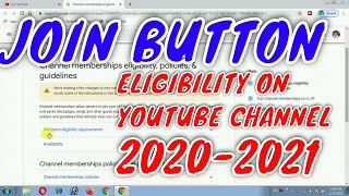 how to get sponsorship on youtube||how to add join button on youtube channel 2020