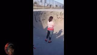 Crazy lady letting her children play in the skatepark where people are waiting to skate