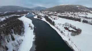 Dji Avata & Motion 2 Fly Over River Winter Time Gudbrandsdalen Norway