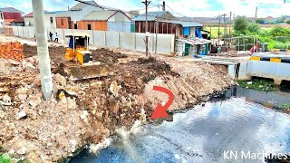 Excellent Work, Bulldozer D31P Pushing Mud Into The Drain And Land Clearing