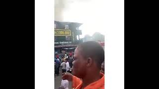 Breaking: fire outbreak at Apongbon CMS market Lagos.