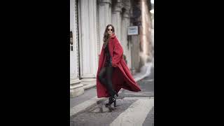 Red long coat/winter wine Red coat with thigh high leatherboots#coat#boots#fashionstyle